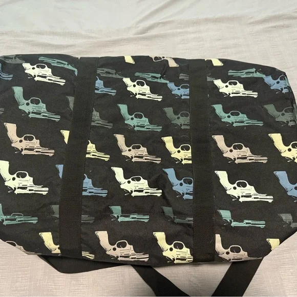 Black Gun Print Men's Duffel Bag - Picture 2 of 5
